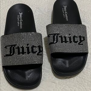 Juicy Couture Black Slides with Silver Accents